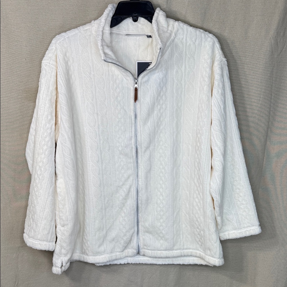 Jason Maxwell Jacket Cream Textured Front‎ Zip in Size 1X  NWT